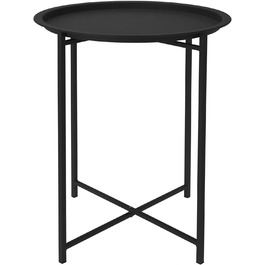 Металевий журнальний столик складний 48 х 41 см - чорний - журнальний столик зі знімним підносом - журнальний столик декоративний стіл квітковий стіл складний