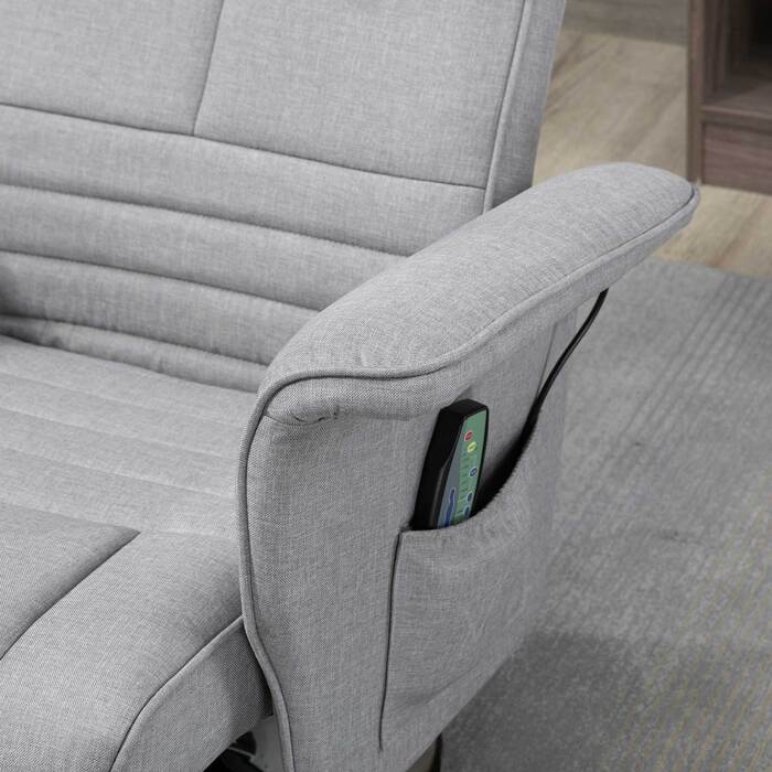 Крісло-масажер HOMCOM з пуфом, регульована спинка, 78 x 95 x 88 см, світло-сірий