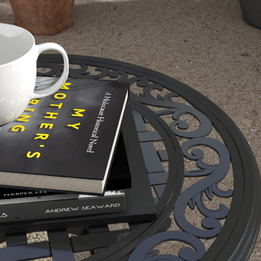 Столик для саду, лаунж-столик, балконний столик, вінтажний дизайн, 60 x 60 x 53 см, чорний