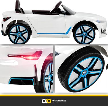 Дитячий електромобіль BMW i4 білий, ліцензійний, з пультом 2,4 ГГц, електроавтомобіль для дітей від 3 років