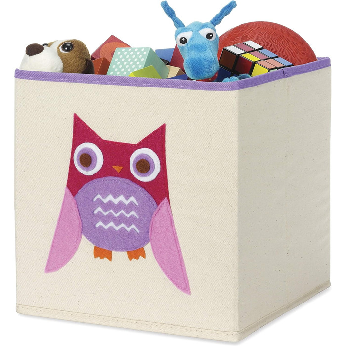 Дитяче полотно Whitmor, складне, 25,4 x 25,4 x 25,4 см, складаний кубик для дітей Owl Collection, рожева сова