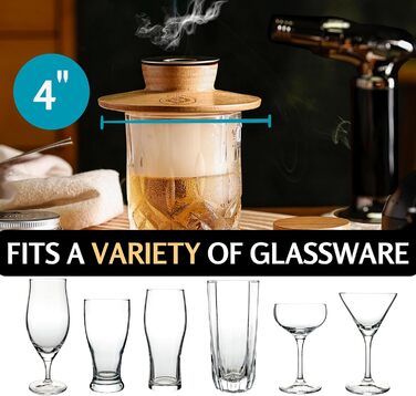 Набір для копчення коктейлів та віскі – Smoker Kit з лампою, формочками для льоду та стружкою деревини