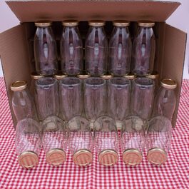 Виробник пляшок - 24 порожні скляні пляшки об'ємом 250 мл з кришкою, що загвинчується to43 об'ємом 0,25 л із золота - для самостійного наповнення молочних пляшок