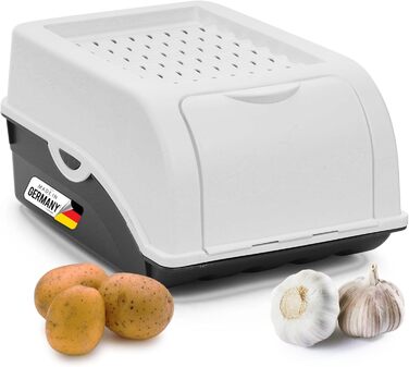 Коробка для зберігання картоплі Novaliv | 2x маленька 3,5л | Біла | Контейнер для цибулі та овочів | Складається | Короб для картоплі, цибулі, фруктів та моркви