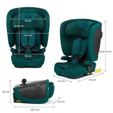 Автокрісло Kinderkraft FIX2GO i-Size 76-150 см (15 міс - 12 років), ISOFIX, Top Tether, SPS+, H-GUARD+, сіре (Green)