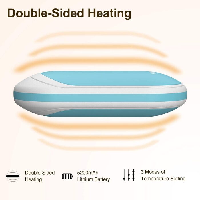 Infray грілка для рук USB, акумулятор 5200mAh, електрична грілка для рук з двостороннім нагрівом, синій - ідеальний подарунок на зиму для жінок та чоловіків