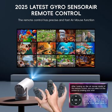 Портативний проєктор Mini Beamer 4K/1080P з WiFi 6, Bluetooth 5.4, Keystone 180°, сумісний з HDMI, TV Stick, Memory Stick, Laptop (Білий)