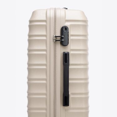Набір валізWITTCHEN 3 в 1: велика, середня та маленька валіза на колесах з ABS-пластику, з кодовим замком, Groove Line (Бежевий)