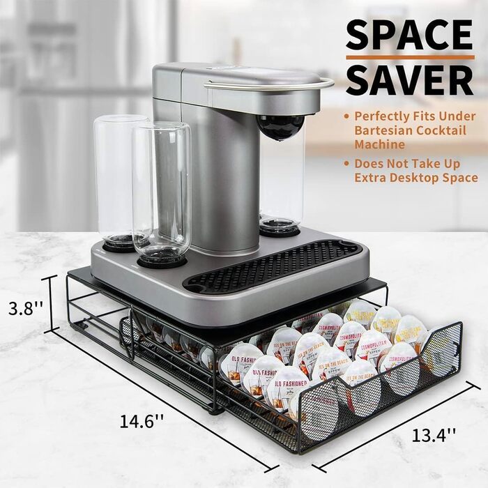 Тримач капсул для кавоварки Bartesian, 36 капсул, чорний, сучасний дизайн, ящик для зберігання