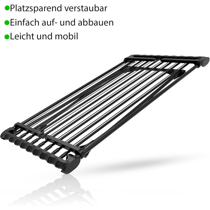 Розсувна сушарка для білизни BigDean Jumbo чорна, довжина стрічок 28м, посилені льон-троси