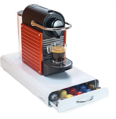Організатор для капсул Nespresso, ящик, метал, 50 капсул, для зберігання капсул кави (білий) Blanco