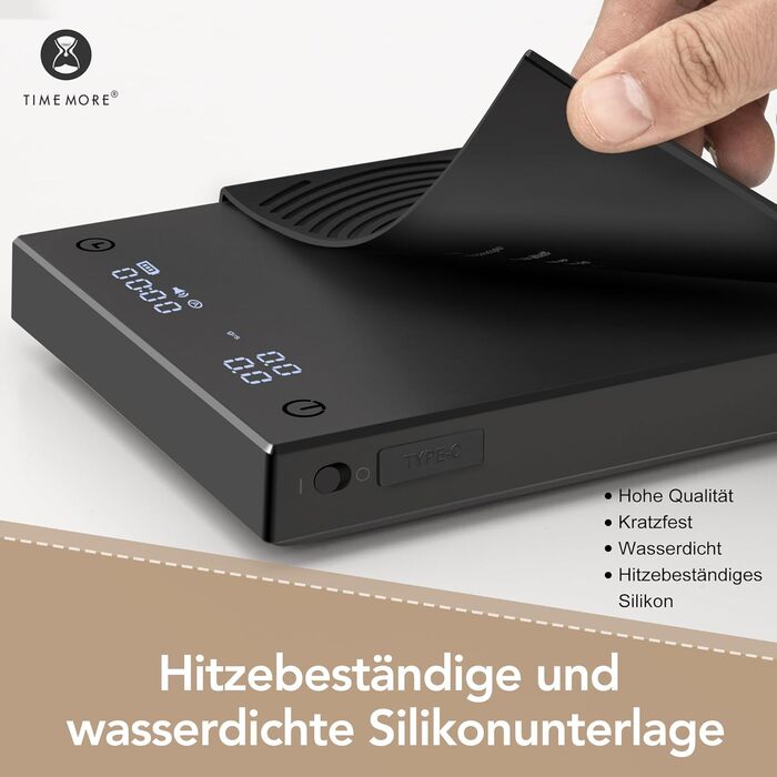 Ваги для кави TIMEMORE Basic 2 з таймером, контролем протікання та точністю 0,1г, чорного кольору