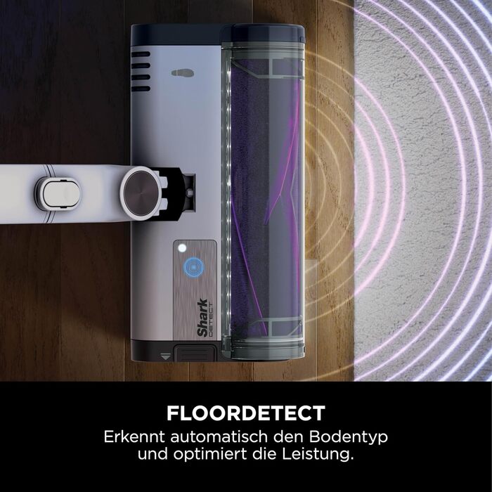 Shark акумуляторний пилосос Clean & Empty з базою самостійного очищення, до 40 хв роботи, бездротовий, для шерсті тварин, килимів та твердих підлог, з LED-підсвічуванням, тихий, білий/блакитний, BU3521EU
