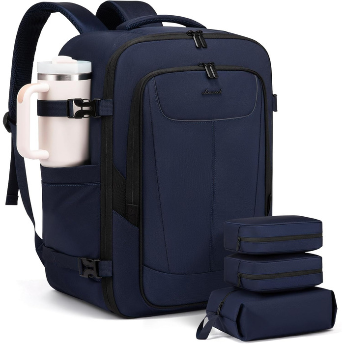 LOVEVOOK Рюкзак для ручної поклажі, великий дорожній рюкзак для літака, рюкзак для подорожей чоловічий/жіночий, валіза-рюкзак з відділом для ноутбука (17.3 дюйми), ручна поклажа, багаж для чоловіків/жінок, подорожі, робота, бізнес, темно-синій