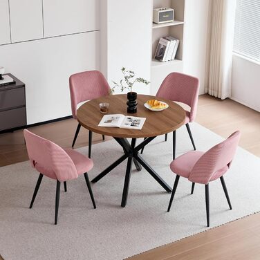 Набір з 4 стільців для їдальні, кухонних, з корду, з м'яким сидінням та ергономічною спинкою, рожеві