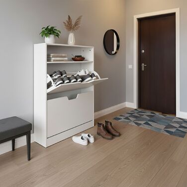 Взуттєва шафа Relaxdays з відкидною дверцями та відкритою полицею