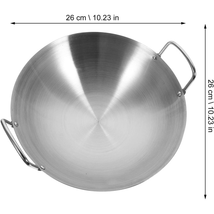Сковорода вок NUOBESTY 26 см з двома ручками з нержавіючої сталі, велика місткість, для електричних і газових варильних поверхонь