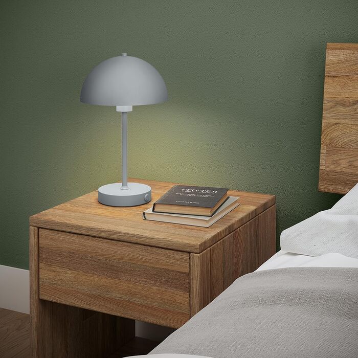 LED настільна лампа Skølm Aeriala: диммування, USB-C зарядка, тепле світло, до 10 годин роботи, метал, сірий колір