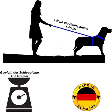 Собачий повідець Twinkys dog Style, зроблений в Німеччині прогумований повідець для собак шириною 15 мм для собак вагою до 15 кг - з ремінцем на зап'ясті 5 метрів чорного кольору 5 метрів чорного кольору від 15 мм до 15 кг