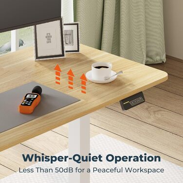 Регульований стіл FQ1 160x60 см з електропідйомом, з стільницею, для стоячи роботи, з комп'ютерним столом, гачком, блокуванням для дітей, функцією пам'яті для офісу та дому - Ahorn 160 x 60 см Білий + Ahorn