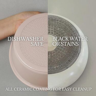 Набір каструль та сковорідок 23 частини з антипригарним покриттям. Підходить для всіх типів плит, духовка, без PFAS, PTFE, PFOA. Кремово-білий (8 предметів рожевий)