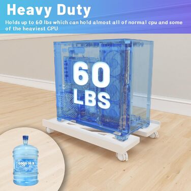 Підставка для комп'ютера на колесах, мобільна підставка для CPU, універсальна, білий колір