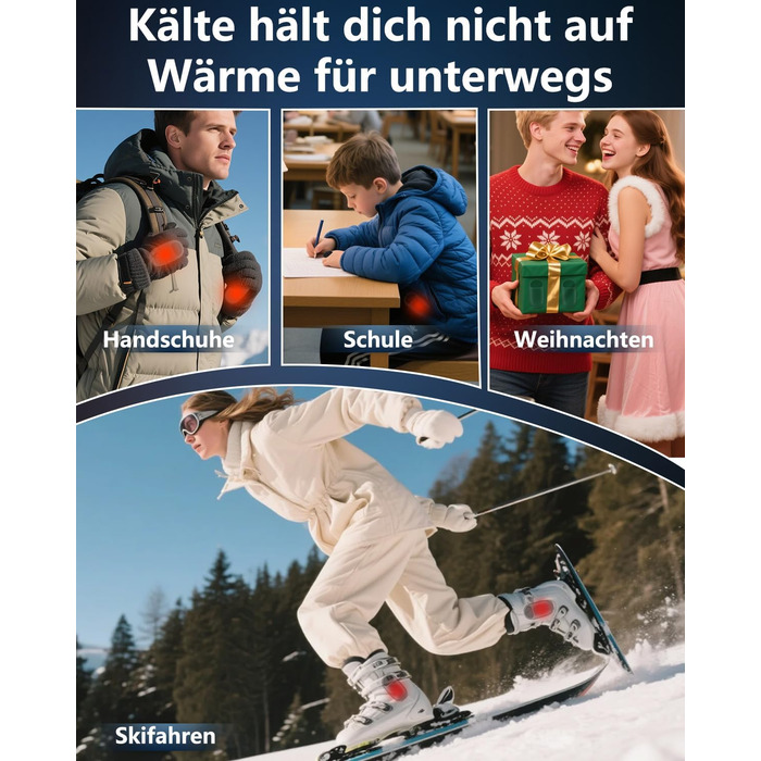 Електричні грілки для рук DDKJ - 2 шт. з LED-дисплеєм, 3 режими нагріву, перезаряджаються, для дітей, чоловіків, жінок. Компактні, багаторазові, білий та чорний колір