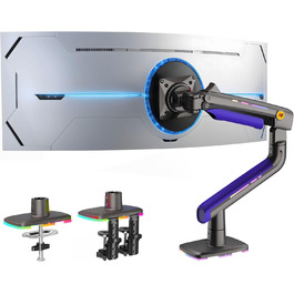 Кріплення для монітора NB Ergonomic для Ultrawide (60 дюймів), RGB, для плоских/вигнутих моніторів, до 20 кг, VESA 75/100 (фіолетовий)
