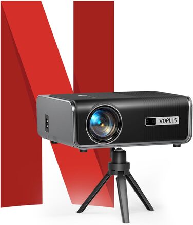 4K проєктор VISSPL 28000 люмен з автофокусом та корекцією трапецеїдальної спотворення, Wi-Fi 6, Bluetooth, Dolby Audio, Netflix, 360° обертовий штатив для домашнього кінотеатру та використання на відкритому повітрі