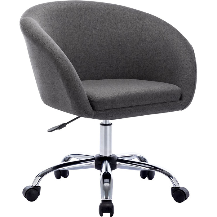 Шикарний стілець на коліщатках Duhome офісний стілець косметичний стілець обертовий стілець регульований по висоті обертовий вибір кольору, Білий (Тканина, темно-сірий)