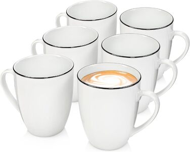 Набір кавових чашок SÄNGER 12 шт. з блюдцем, 6 персон, порцеляна, білий з чорними акцентами, 200 мл, PREMIUM COLLECTION (Marlo Black Rim)