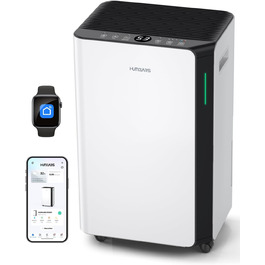 Електричний осушувач повітря HUMILABS 20L з Wi-Fi, для приміщень до 60 м², з гофрованим шлангом, резервуар 4,5л, 3 режими, таймер 24г, білий