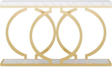 Консоль Tribesigns 140 см сірого кольору: сучасний столик для прихожої з металевими ніжками, дерев'яний столик для вітальні та фойє, чорний (золотий)