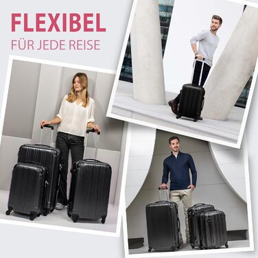 Набір валіз FERGÉ 3 шт. з жорстким корпусом QUÉBEC: великий, середній, ручний (100% ABS, 4 колеса, неон-рожевий)