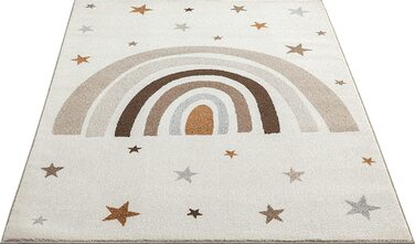Килим Beat Kids Сучасний м'який дитячий килим з м'яким ворсом, легкий у догляді, стійкий до фарбування, з райдужним малюнком (240 х 340 см, кремовий)