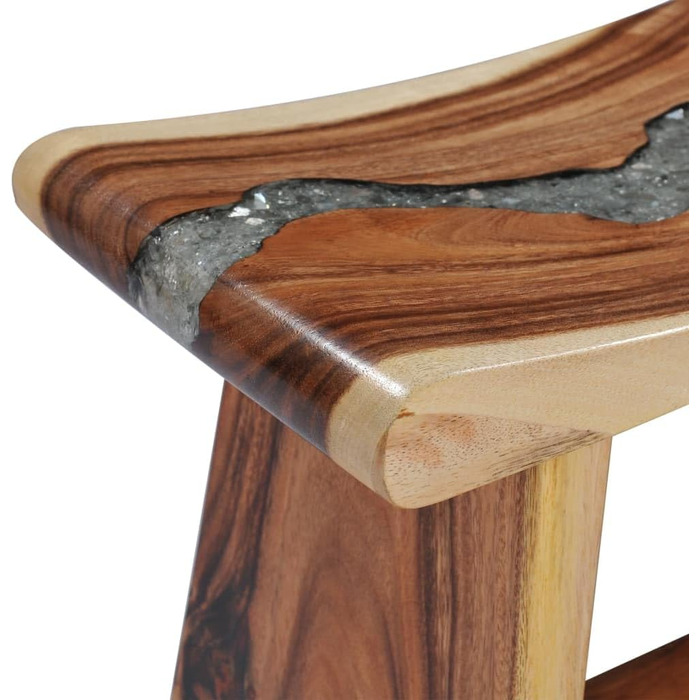 Дзеркальний табурет з масиву акації для ванної кімнати 50x30x45 см, Polyresin