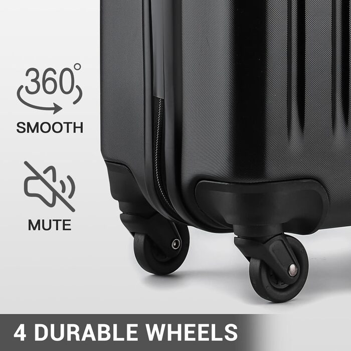 Чохол-валіза KONO, 55 см, 20 дюймів, ручна поклажа, ABS, чорний