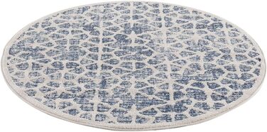 Килим City Carpet Blue Round 200x200 см - Геометричний Сканді Стиль - Короткий ворс Модерн - Триколор Софт