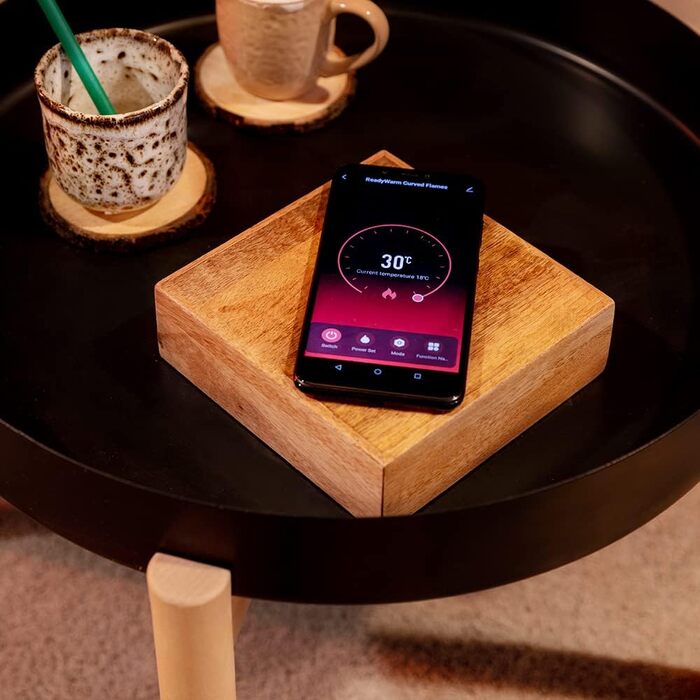 Електричний камін Cecotec ReadyWarm 2690 Flames Connected Wi-Fi, 2000 Вт, білий, декоративний, для обігріву до 25 м², дистанційне керування, загартоване скло