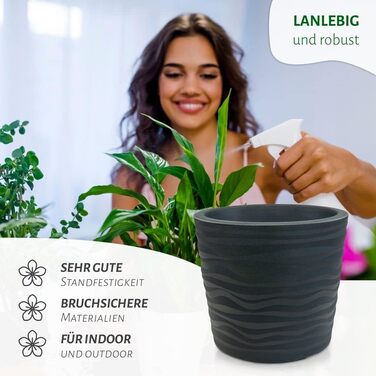 Квітчар Trento: круглий горщик для рослин, стійкий до погодних умов, антрацит, діаметр 35 см