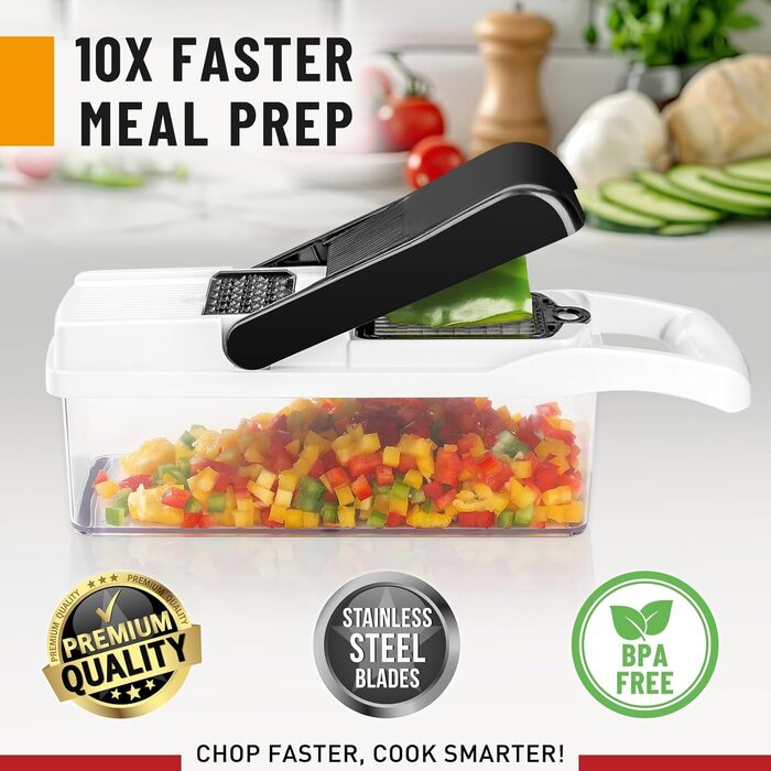 Багатофункціональний набір для нарізки овочів 25-в-1: слайсер, спіралайзер, нарізчик, шинкувальник, з контейнером, з нержавіючої сталі