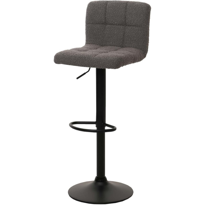 Набір з 2 барних стільців Mendler HWC-G87, регульовані по висоті, обертаються, з тканини Boucle (450г/м²), FSC® сертифіковані (темно-сірий)