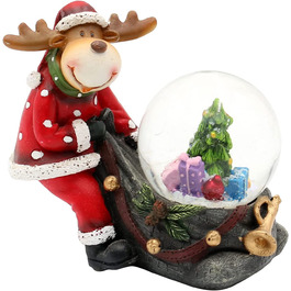 Снігова куля, північний олень з подарунковим пакетом, ялинка та подарунки, Розміри L/W / H 9 x 5 x 8 см Сфера Ø 4,5 см.
