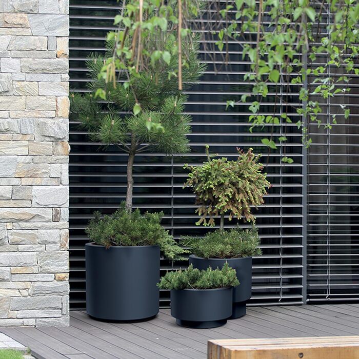 Горщик Prosperplast HEOS з вкладишем | Антрацит | 46.8 x 45 см | Для дому та саду | UV та морозостійкий