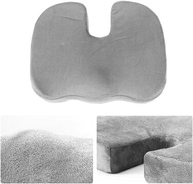Ортопедична подушка для сидіння HomDSim з Memory Foam для стільця, авто, офісу та дому (сіра)