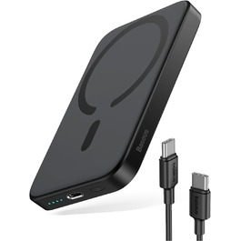 Магнітний, USB-C, швидка зарядка 20 Вт, для iPhone 15/14/13/12, чорний, 6000mAh