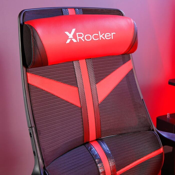 Крісло офісне X Rocker Helix з ергономічною спинкою з сітчастої тканини, чорне/червоне