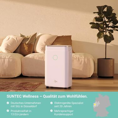 SUNTEC DryFix 20 – Електричний осушувач повітря для дому до 63 м² (20 л/день) 3-в-1: осушувач, очищувач повітря, сушарка для білизни