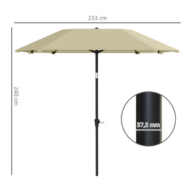Outsunny parasol Ø233 см, парасолька з функцією складання, восьмикутний балкон парасолька пляжна парасолька вітрозахисна стайня ринок парасолька кривошипний парасолька сонцезахисний для пляжу балкон тераса сад, бежевий