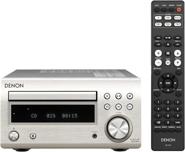 Система Denon D-M41DAB Mini, CD, Bluetooth, FM/DAB, 2x30 Вт, сріблястий/чорний